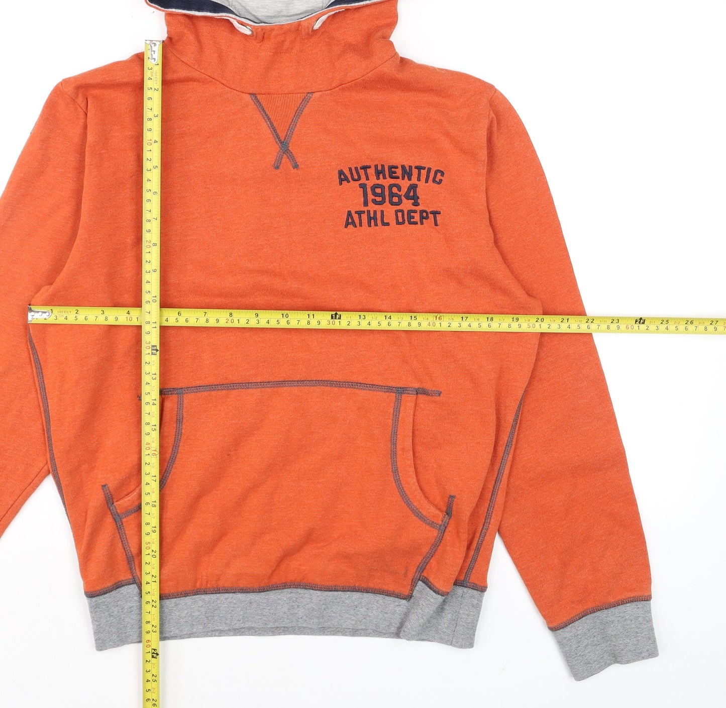 Next Boys Orange Pullover Hoodie 14 Years Cotton Blend Authentic Print