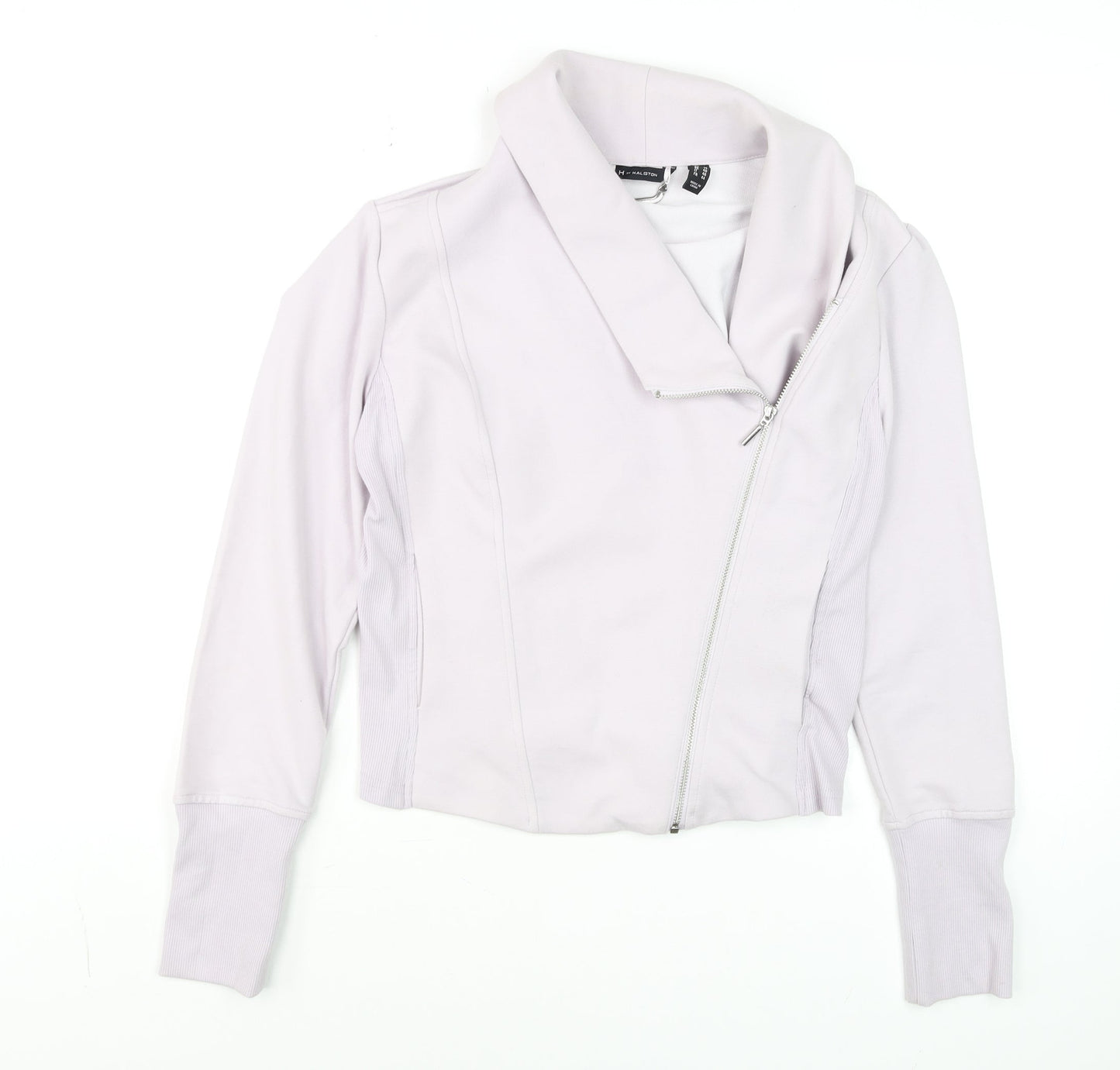 H by Halston Women Ivory Biker Jacket Size 14 Collared Zip Front