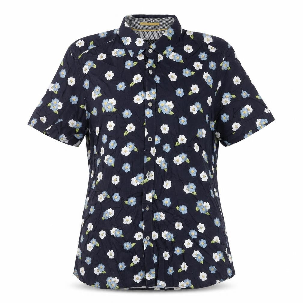 Ted Baker Women's Blue Floral Cotton Button-Up Shirt Size 14