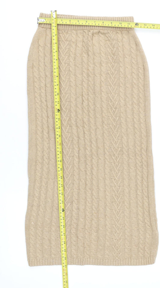 Marks and Spencer Womens Beige Knit Midi Pencil Skirt Size S