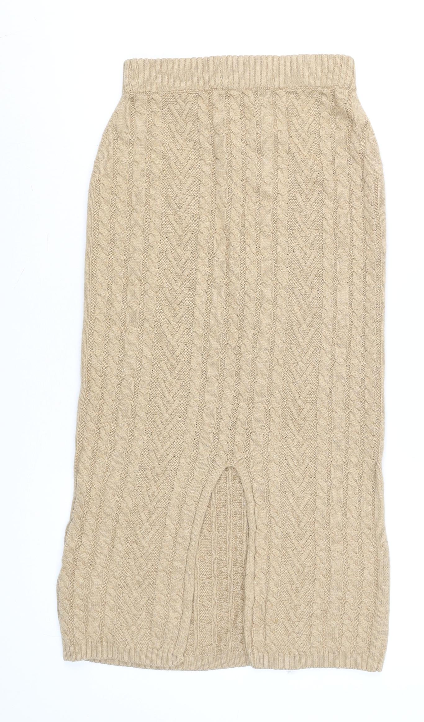 Marks and Spencer Womens Beige Knit Midi Pencil Skirt Size S