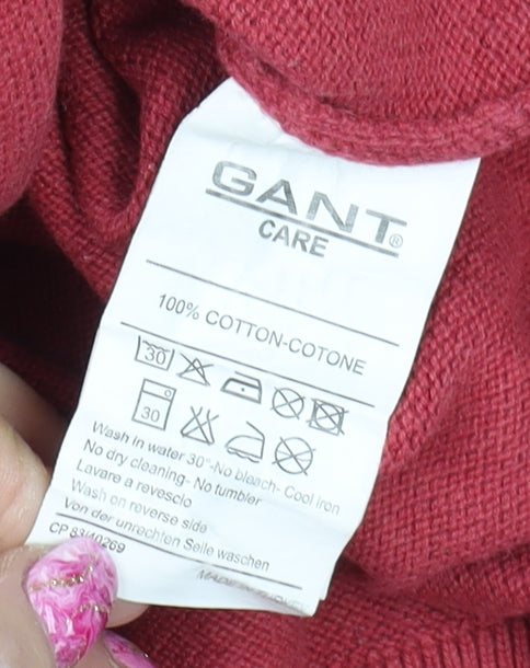 GANT Men's Red Cotton Crew Neck Pullover Jumper Size L