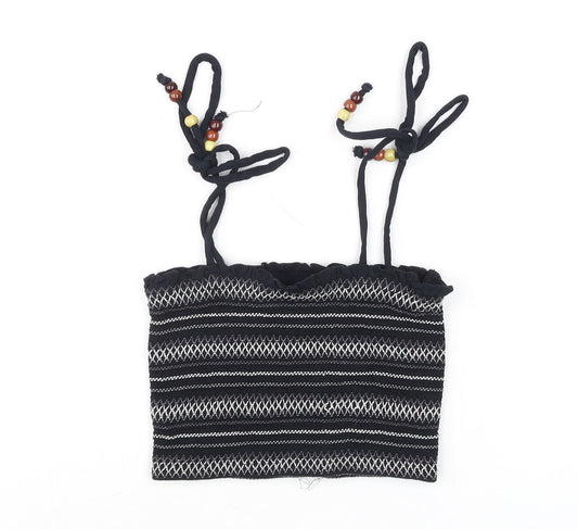 Superdry Womens Black Cropped Beaded Strappy Tank Top Size 6