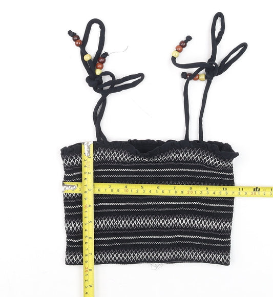 Superdry Womens Black Cropped Beaded Strappy Tank Top Size 6