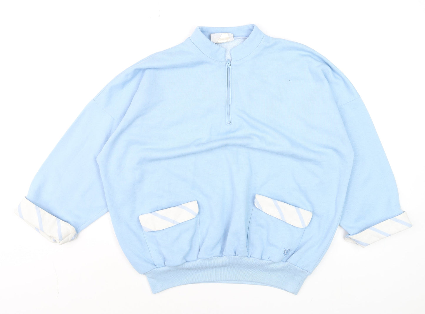 Lyle & Scott Women's Blue Relaxed Fit 3/4 Sleeve Zip Top M