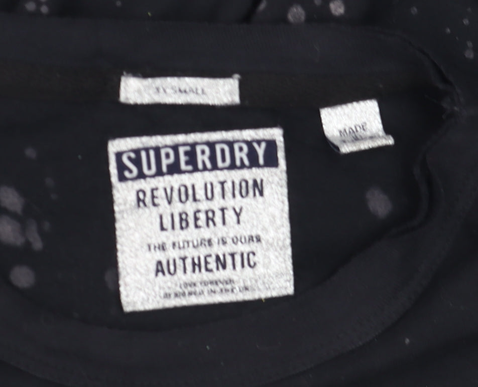 Superdry Womens Black XS Cropped Tank Top 1979 Tour Graphic