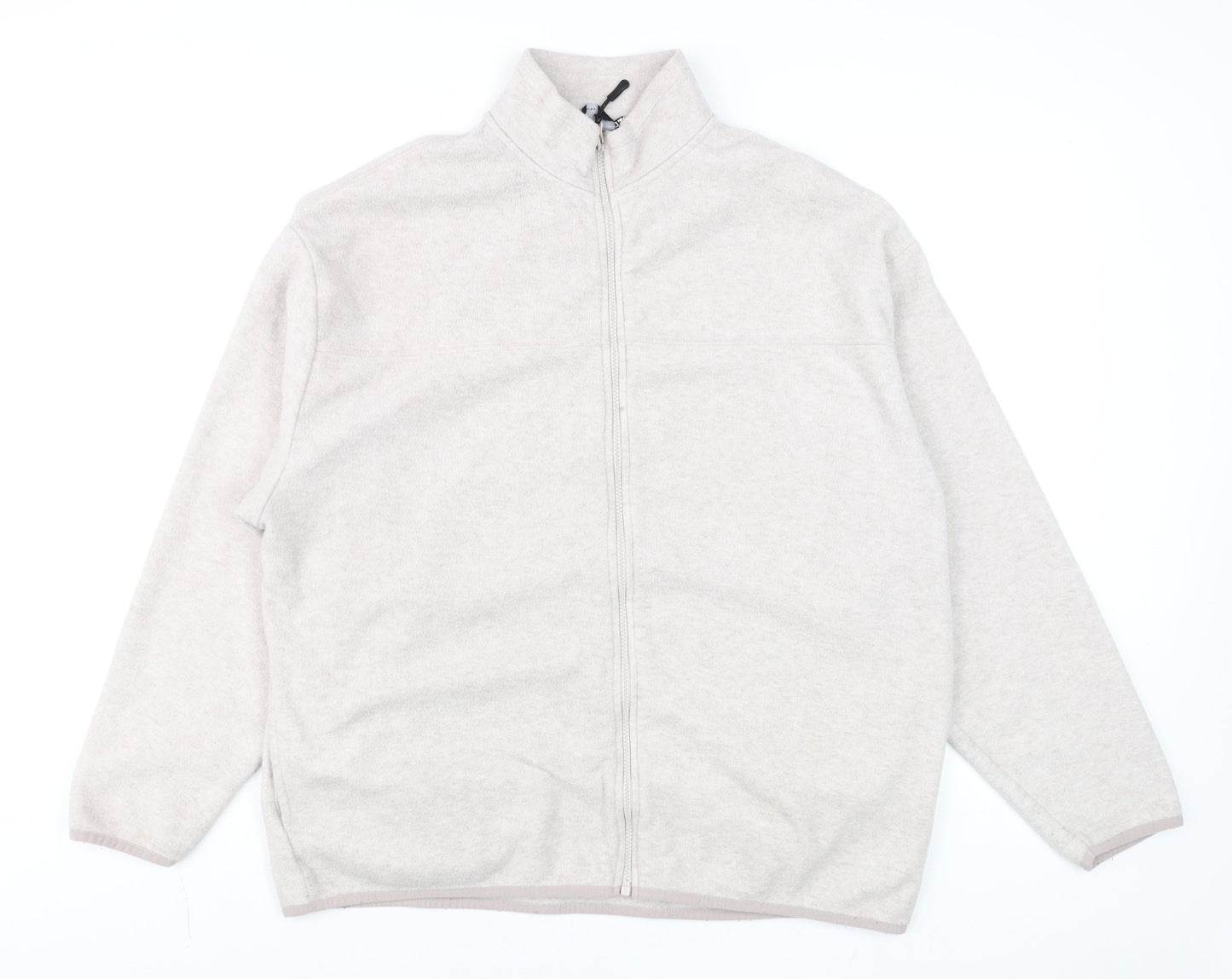 ASOS DESIGN Men's Beige Fleece Full Zip Sweatshirt L Regular Fit