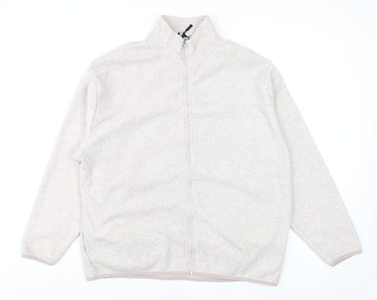ASOS DESIGN Men's Beige Fleece Full Zip Sweatshirt L Regular Fit