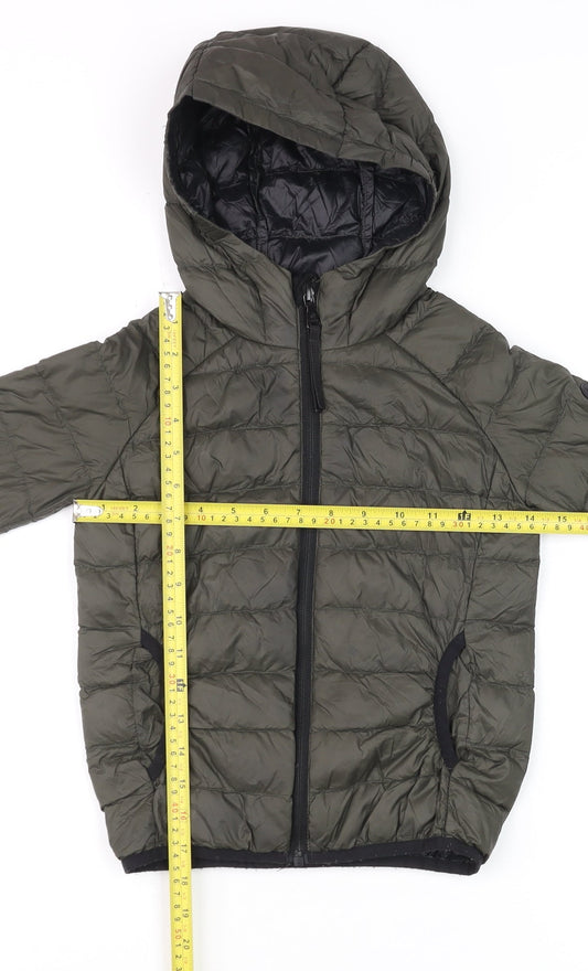 TOG24 Boys Green Hooded Puffer Jacket 6 Years Lightweight Down Coat