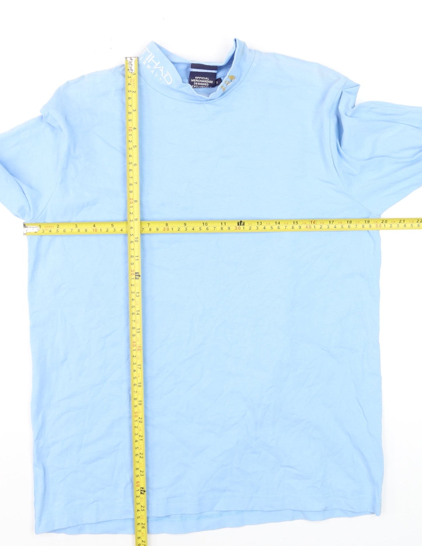 City Men’s Blue Long Sleeve Football T-Shirt Size S Cotton Jersey