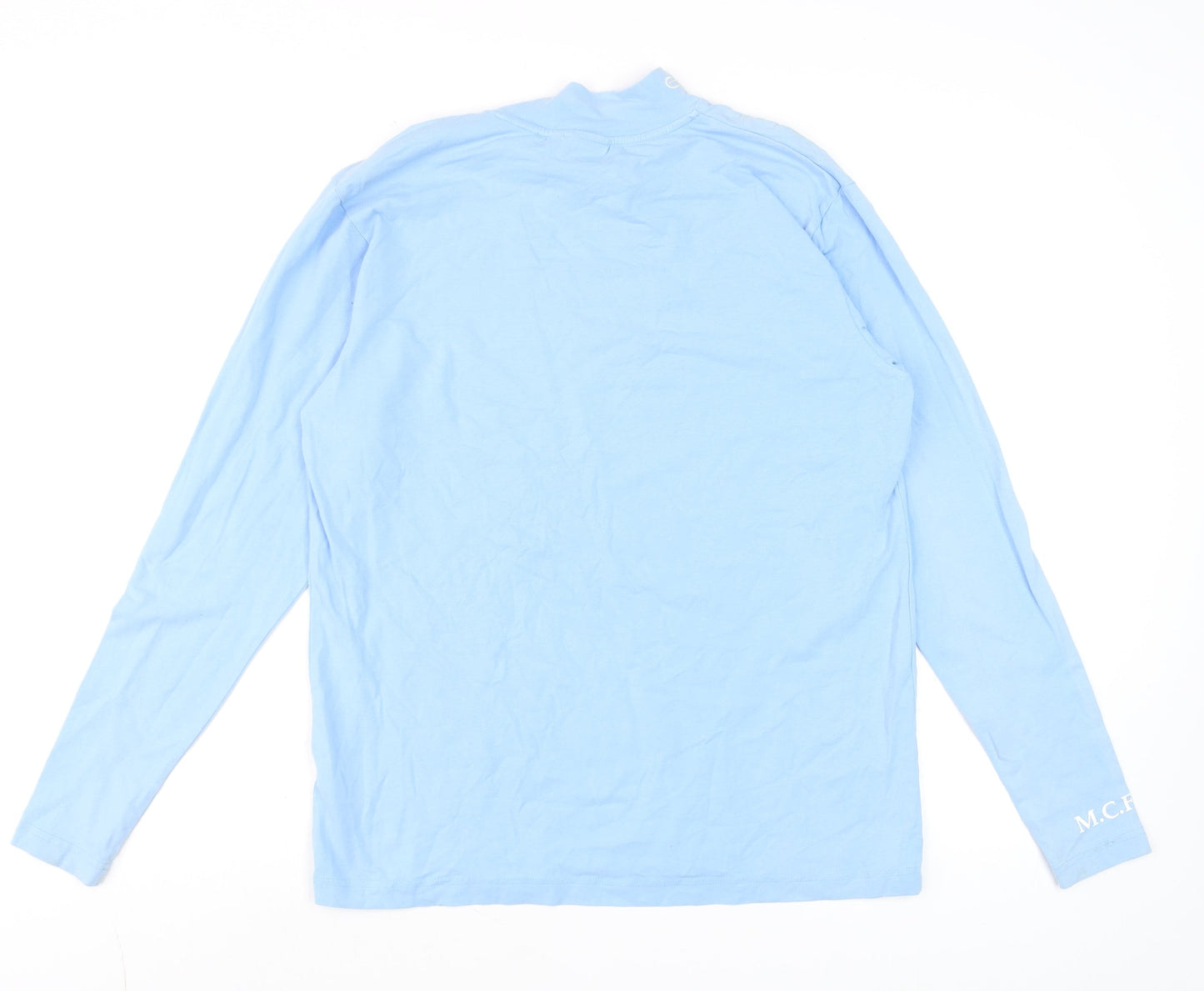 City Men’s Blue Long Sleeve Football T-Shirt Size S Cotton Jersey