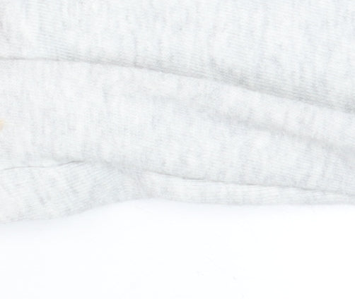 AllSaints Women’s Grey Cropped Hoodie Medium Cotton Drawstring Long Sleeve