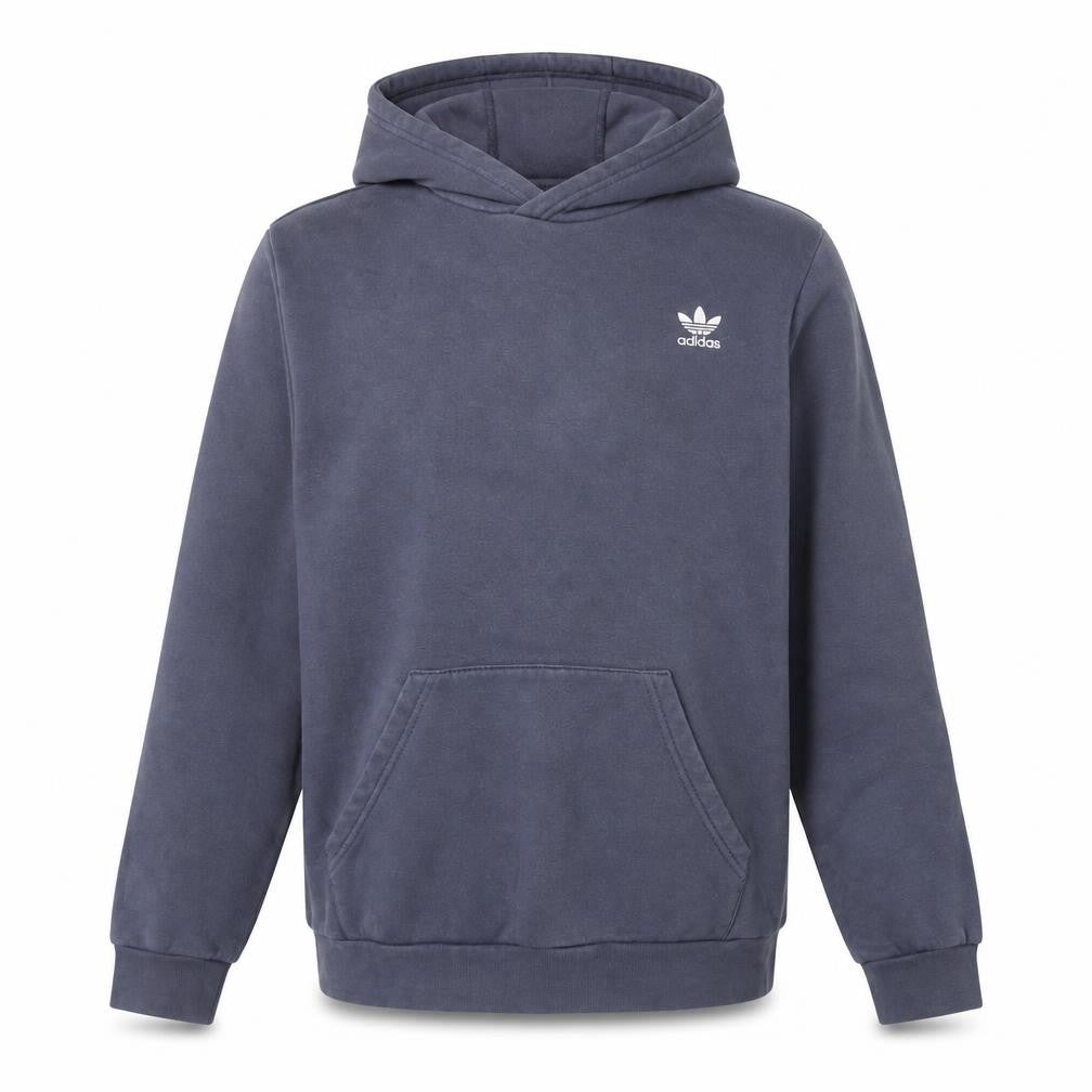 Front view of Adidas boys’ blue pullover hoodie 14-15 years cotton blend logo style
