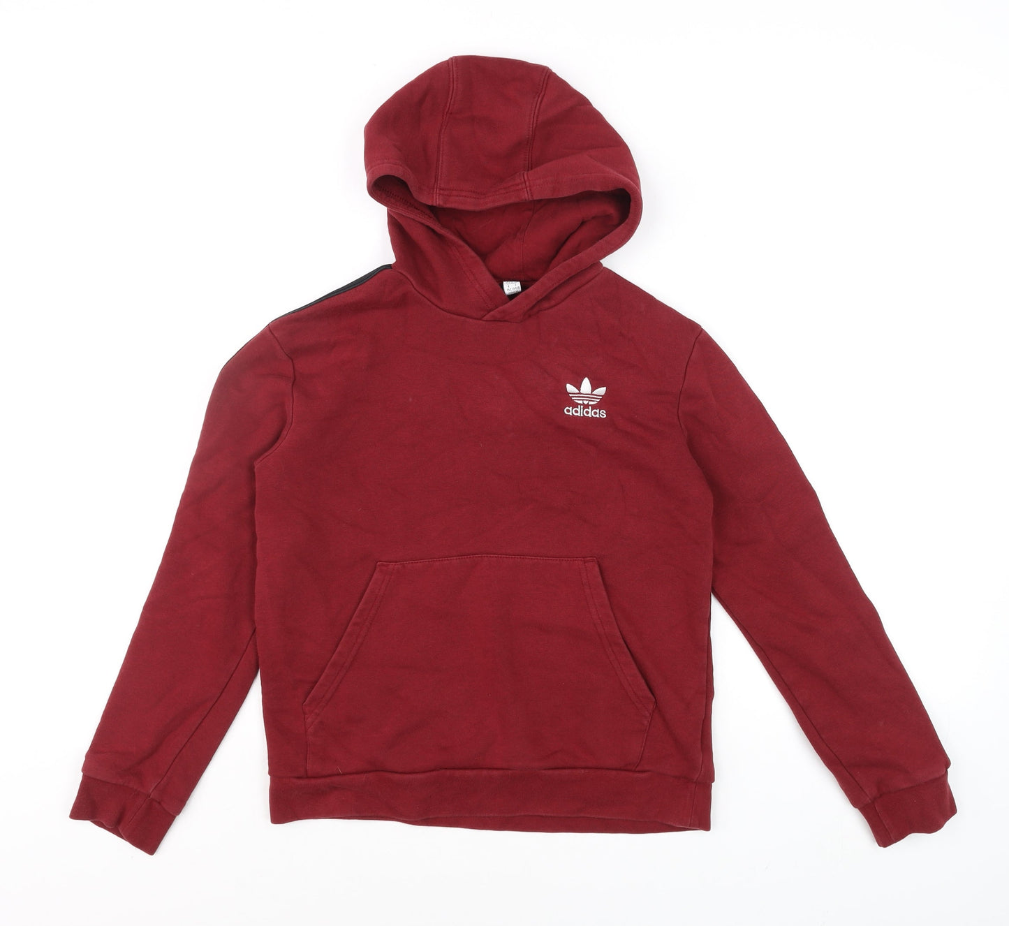 Adidas Boys Burgundy Hoodie 11-12 Years Pullover Cotton Blend Logo