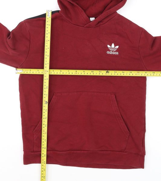 Adidas Boys Burgundy Hoodie 11-12 Years Pullover Cotton Blend Logo