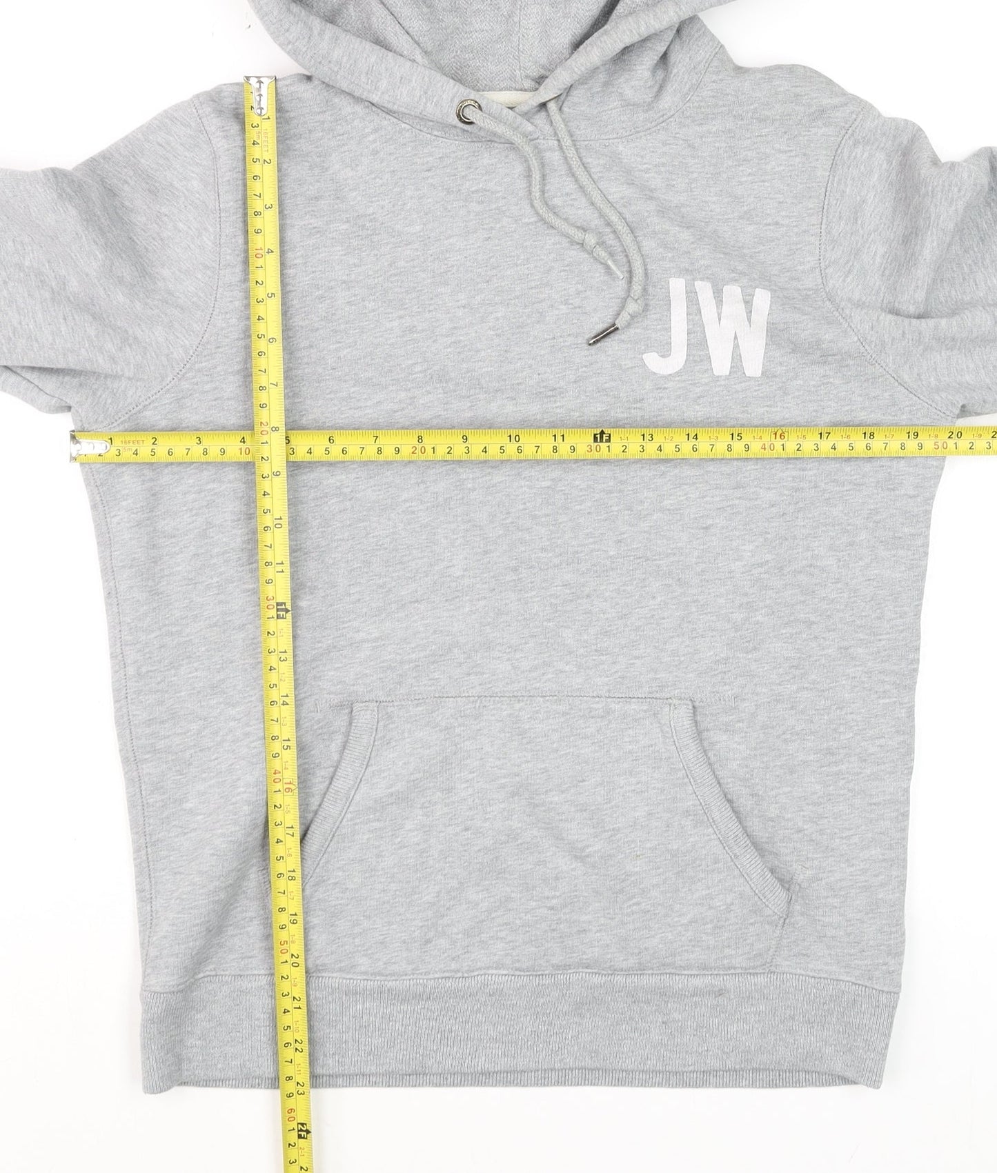 Jack Wills Mens Grey Pullover Hoodie M Logo Print Fleece Sweatshirt