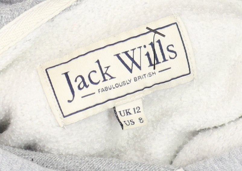 Jack Wills Mens Grey Pullover Hoodie M Logo Print Fleece Sweatshirt