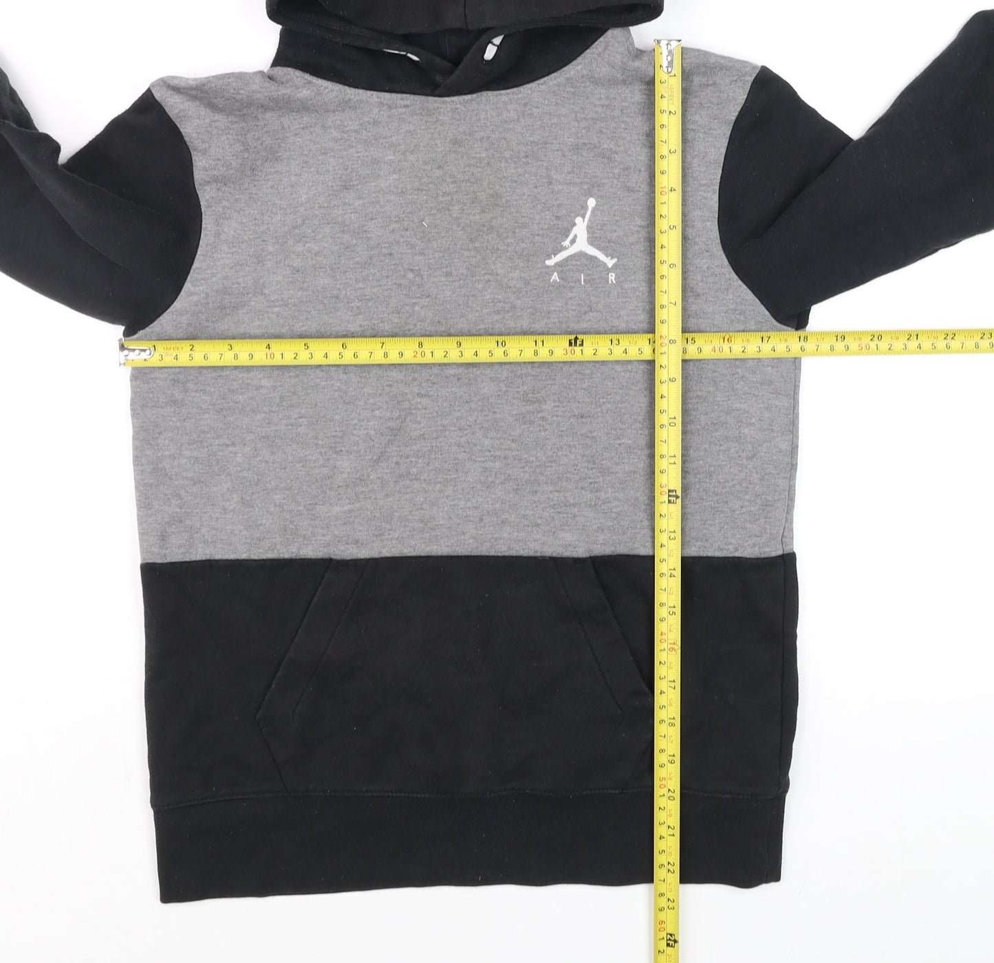 Jordan Boys Grey Black Pullover Hoodie 12-13 Years Colourblock Fleece