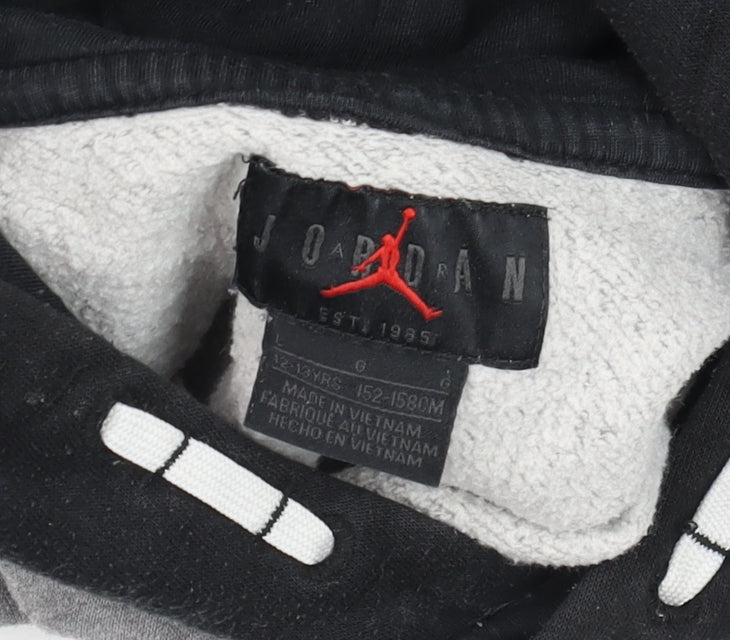 Jordan Boys Grey Black Pullover Hoodie 12-13 Years Colourblock Fleece