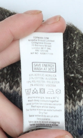 Topman Men's Brown Fair Isle Knit Crew Neck Jumper Size S