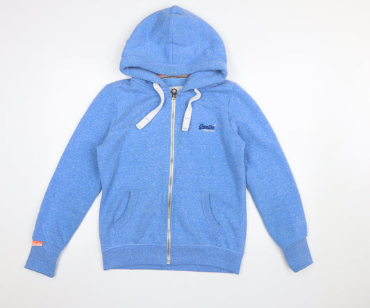 Superdry Men's Blue Full Zip Hoodie Size M Cotton Blend