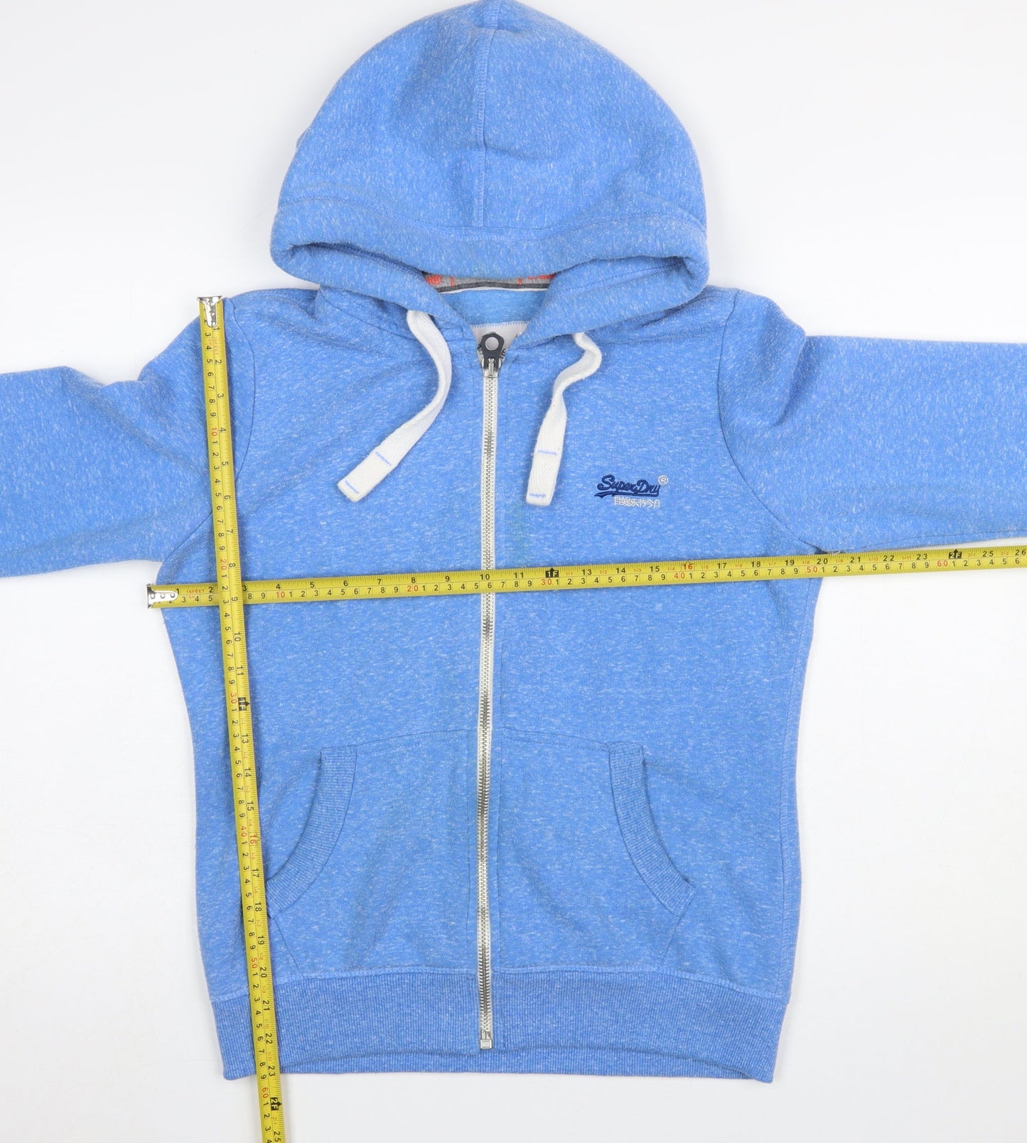 Superdry Men's Blue Full Zip Hoodie Size M Cotton Blend