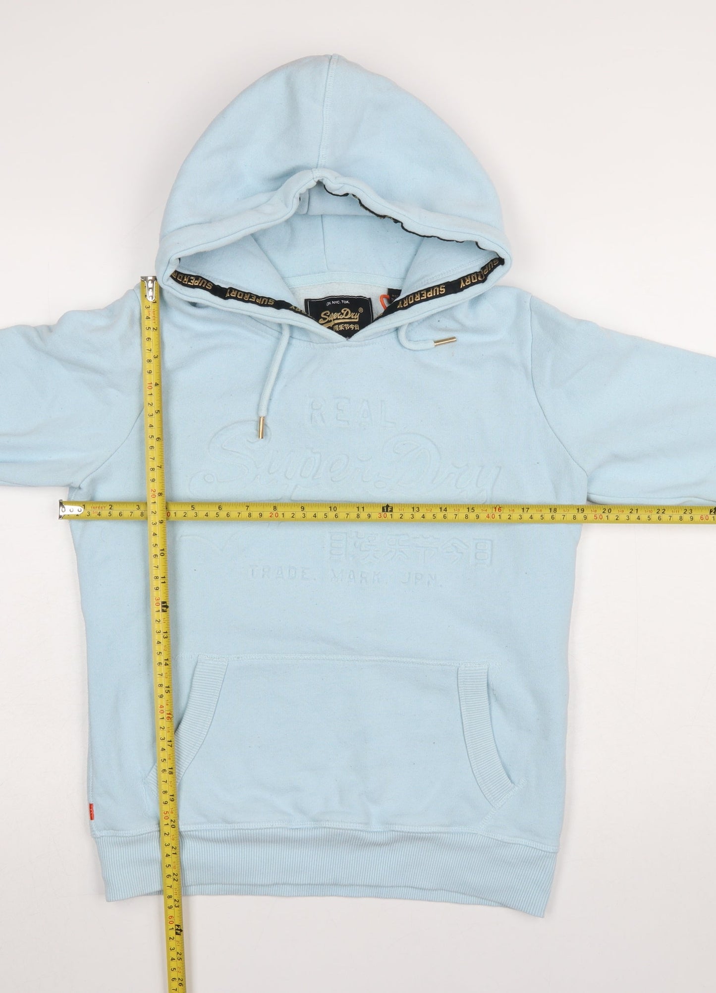 Superdry Women's Light Blue Pullover Hoodie UK 12 Cotton Blend
