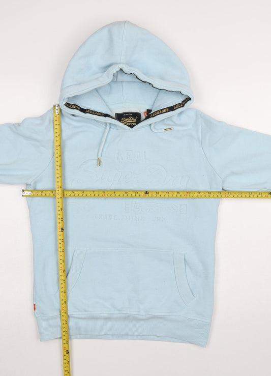 Superdry Women's Light Blue Pullover Hoodie UK 12 Cotton Blend