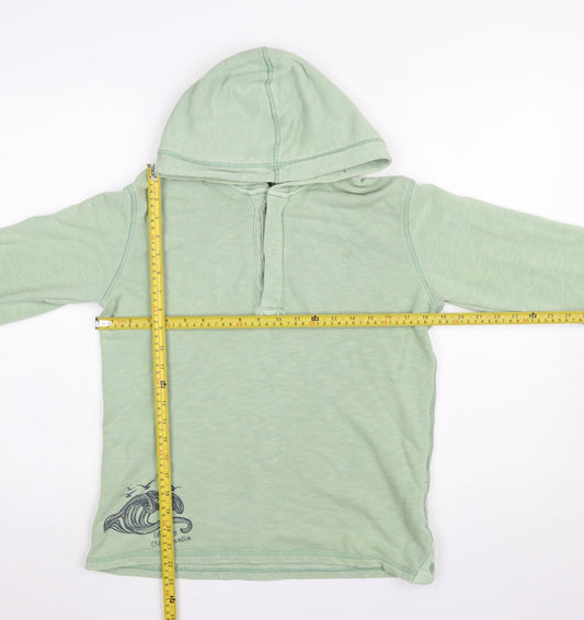 Fat Face Boys Green Hooded Henley Sweatshirt 12-13 Years Cotton Blend