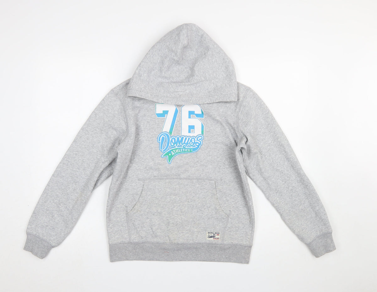 Domyos Boys Grey Pullover Hoodie 14 Years Athletic Graphic Print