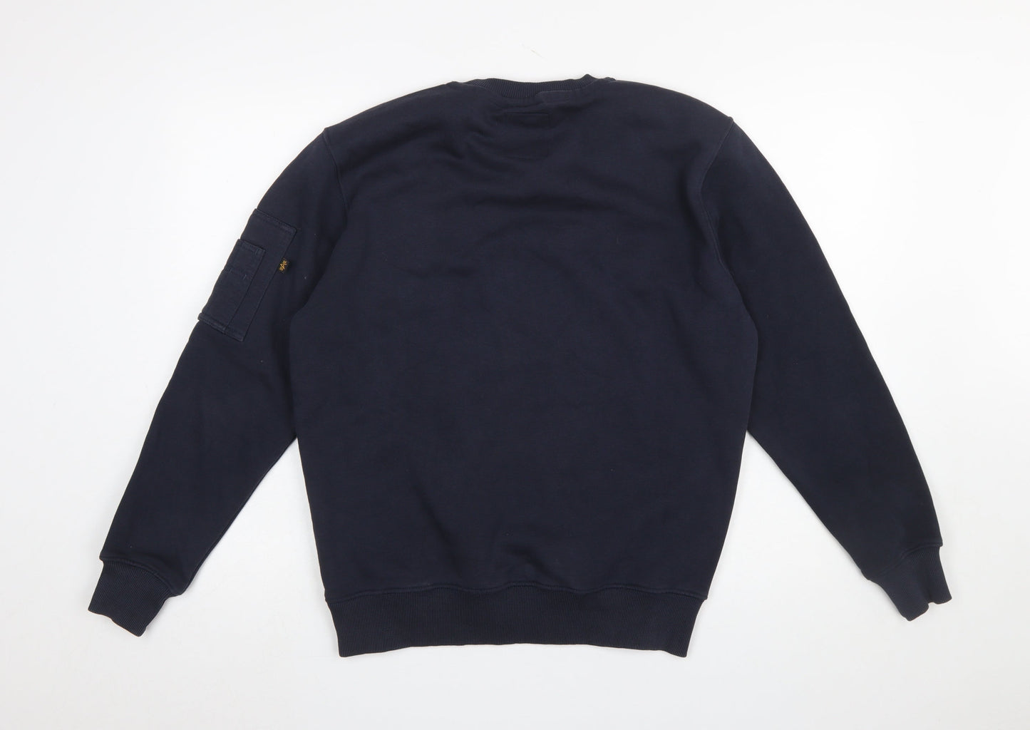Alpha Industries Men's Blue NASA Logo Crew Neck Sweatshirt S