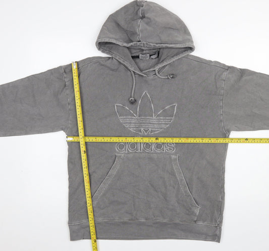 Adidas Women Grey Pullover Hoodie Size 8 Cotton Blend Vintage Logo