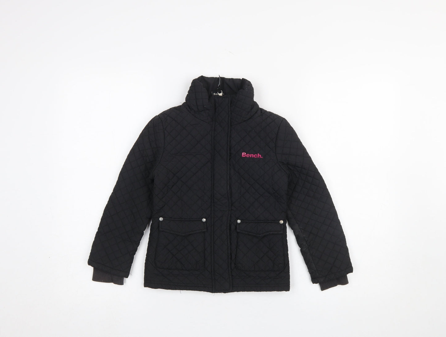 Bench Girls Black Quilted Mid-Length Jacket 5-6 Years Padded Winter Coat