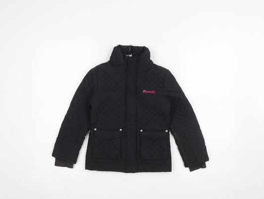 Bench Girls Black Quilted Mid-Length Jacket 5-6 Years Padded Winter Coat