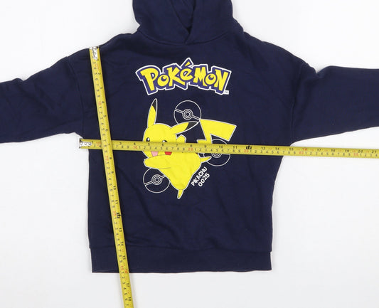 Primark Pokémon Boys Navy Hoodie 5-6 Years Pikachu Graphic Pullover