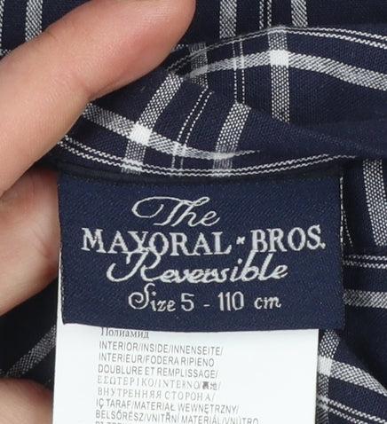 Mayoral Bros Boys Blue Check Reversible Bomber Jacket Size 5 Years