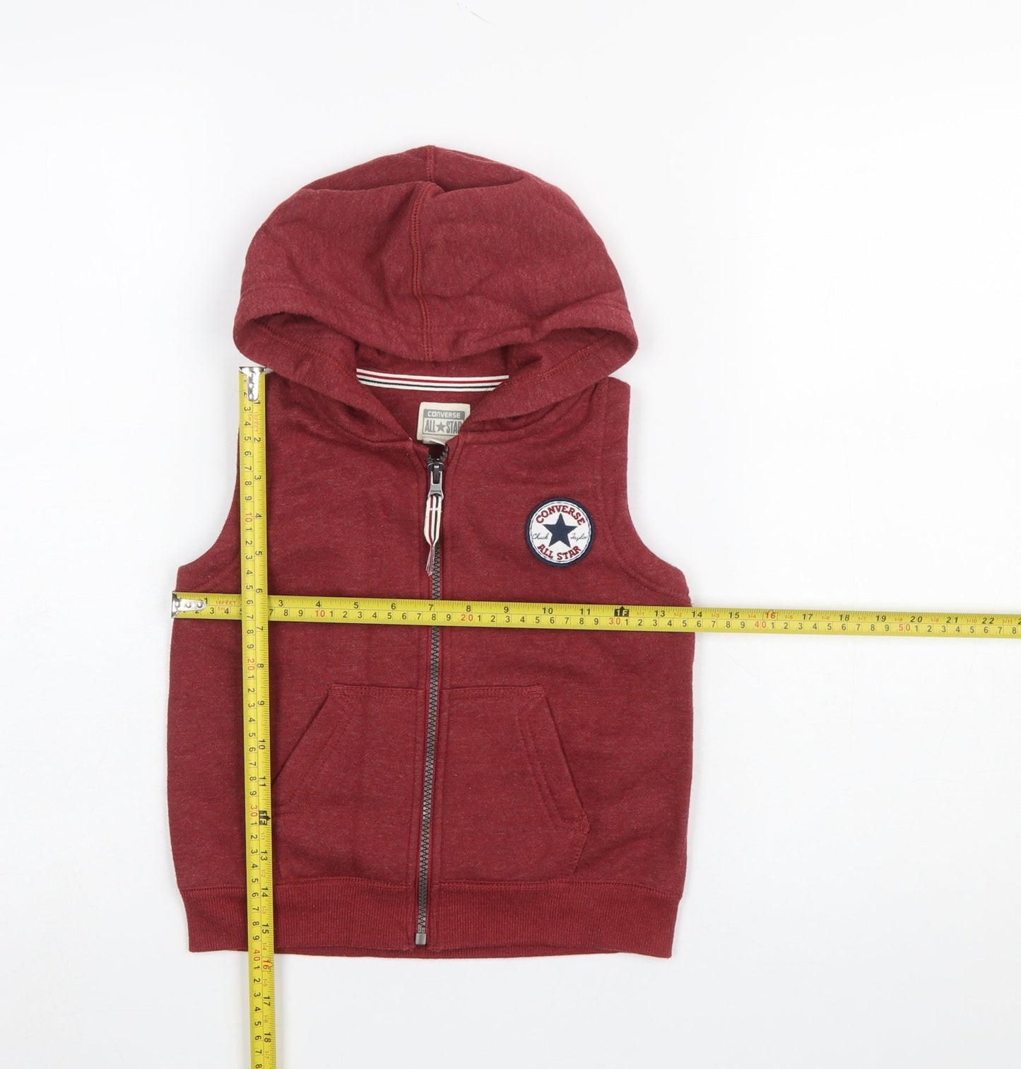 Converse Boys Red Sleeveless Full Zip Hoodie Vest 3-4 Years All Star Logo