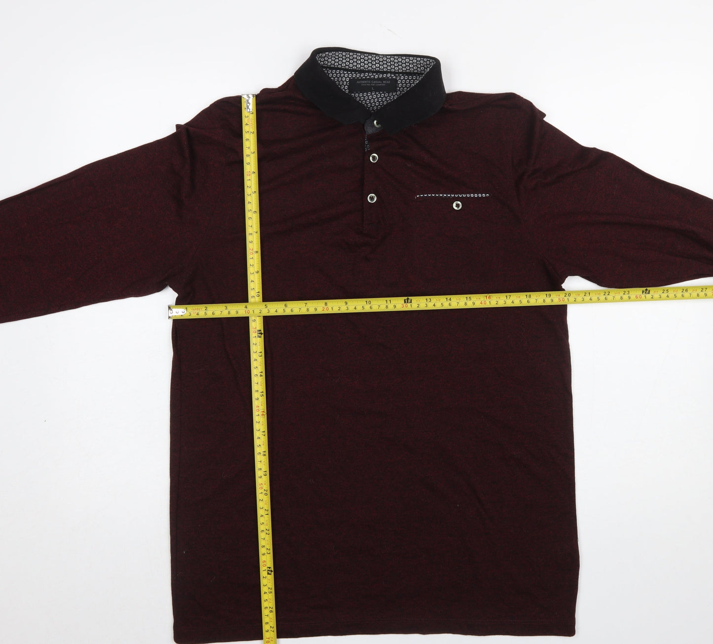 Authentic Casual Wear Men’s Brown Long Sleeve Polo Shirt Size L