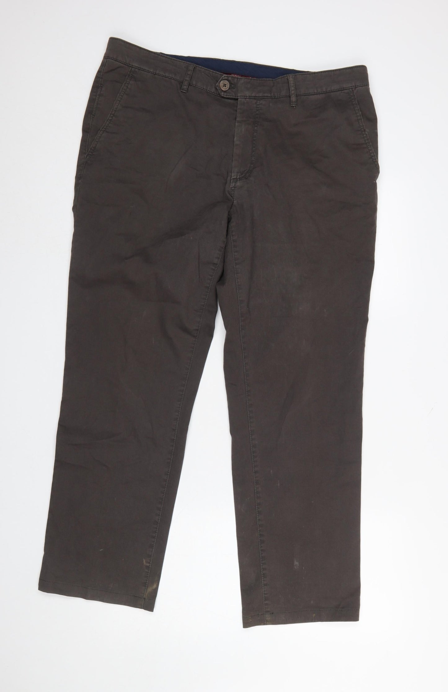 Magee 1866 Men's Brown Classic Fit Chino Trousers 38S Cotton Stretch