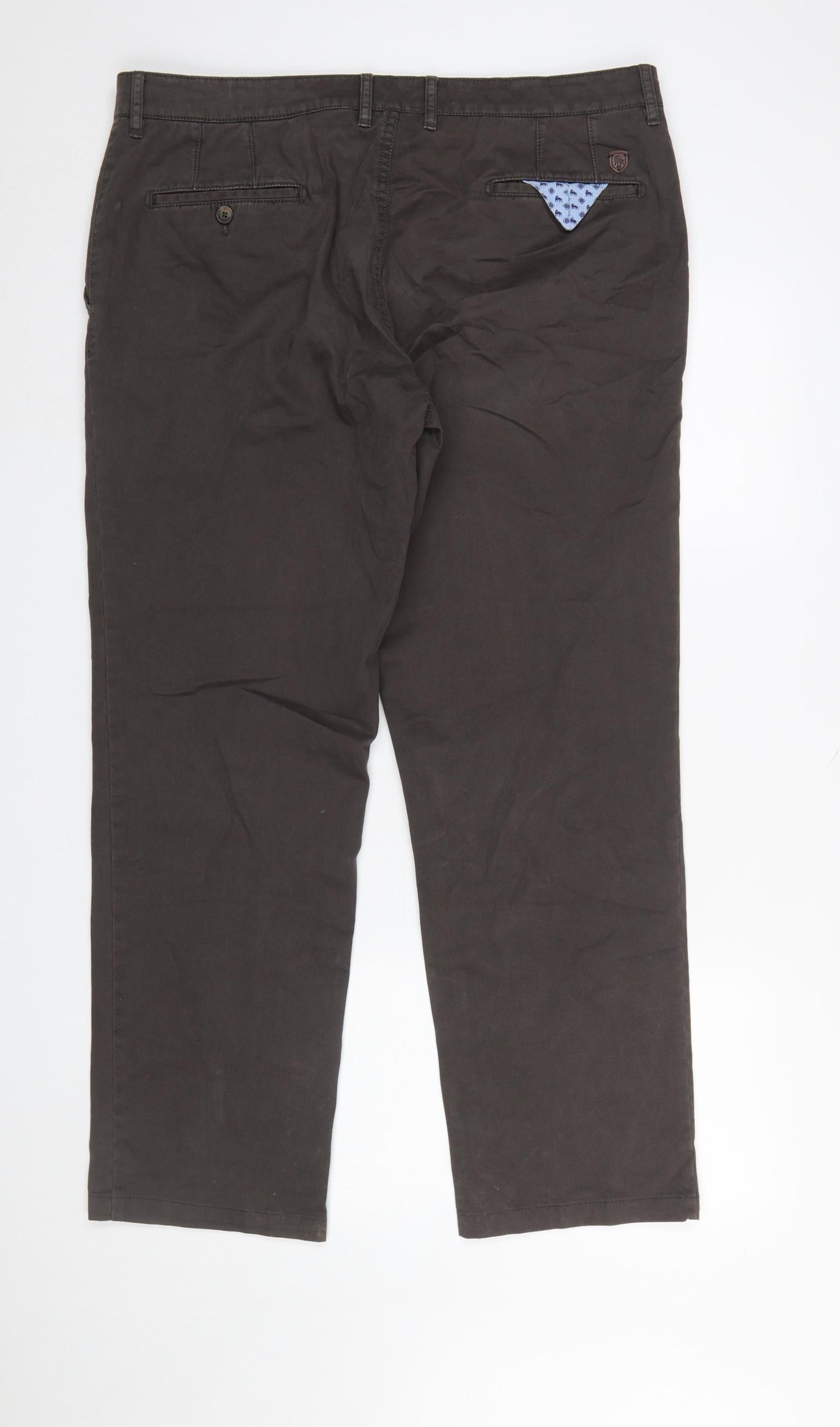 Magee 1866 Men's Brown Classic Fit Chino Trousers 38S Cotton Stretch