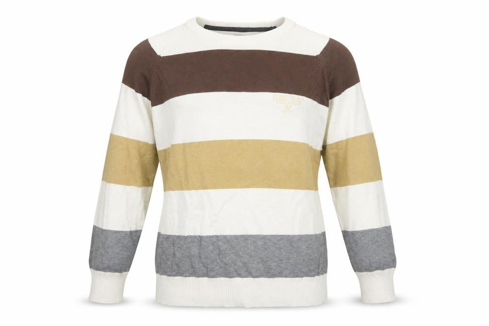 Firetrap Men's Multicoloured Striped Cotton Jumper Size L Crew Neck