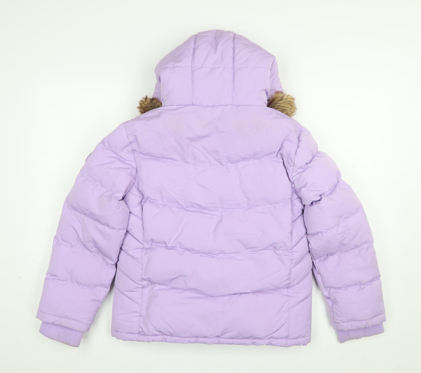 SoulCal & Co Girls Purple Hooded Puffer Jacket Coat 9-10 Years Winter Polyester