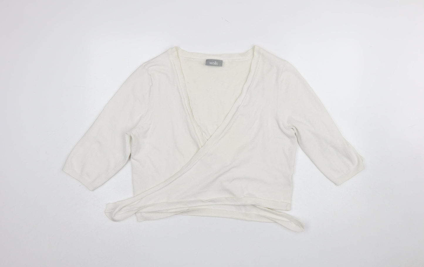 Wallis Women’s Ivory Wrap V-Neck 3/4 Sleeve Knit Jumper L