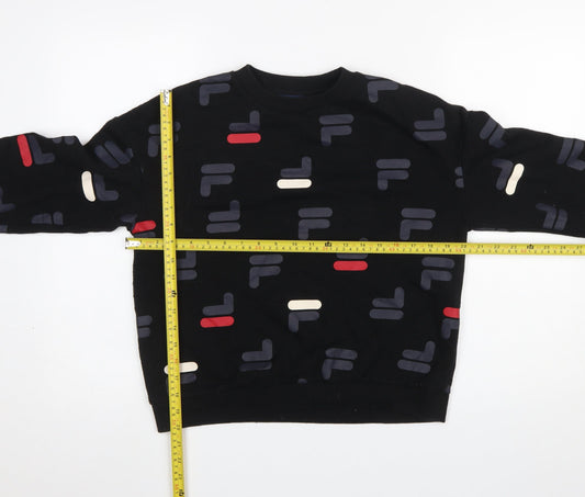 Fila Women's Black Small Pullover Sweatshirt with Logo Print