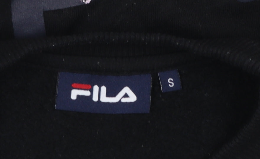 Fila Women's Black Small Pullover Sweatshirt with Logo Print