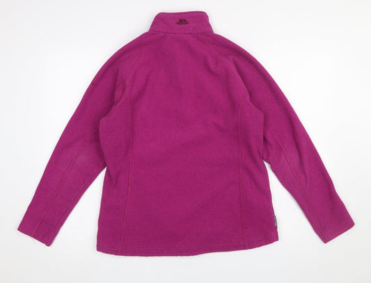 Trespass Women’s Pink Fleece Pullover Sweatshirt L Zip Pockets Warm Outdoor