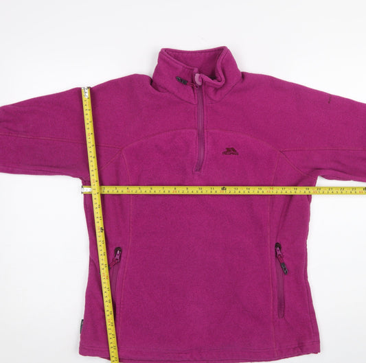 Trespass Women’s Pink Fleece Pullover Sweatshirt L Zip Pockets Warm Outdoor