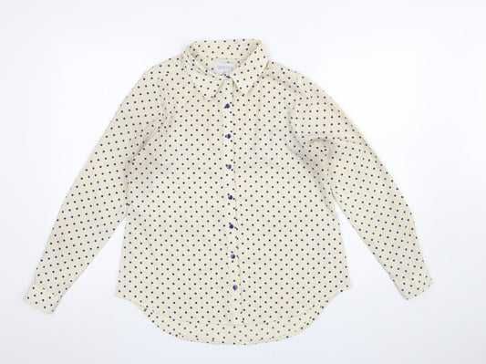 Compañia Fantastica Women's Ivory Polka Dot Button-Up Shirt Size S