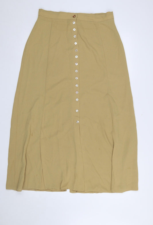 Wallis Womens Beige Midi A-Line Button Skirt Size 14