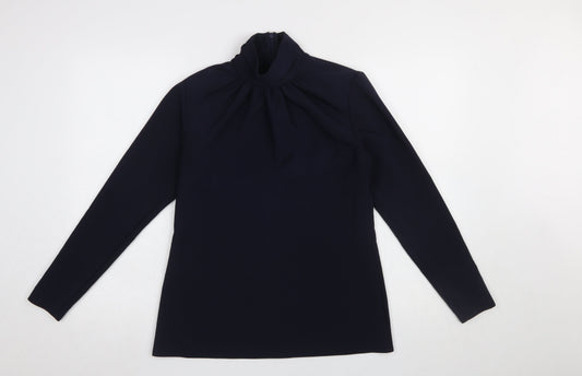 Closet London Women's Blue High Neck Long Sleeve Tunic Blouse Size 8